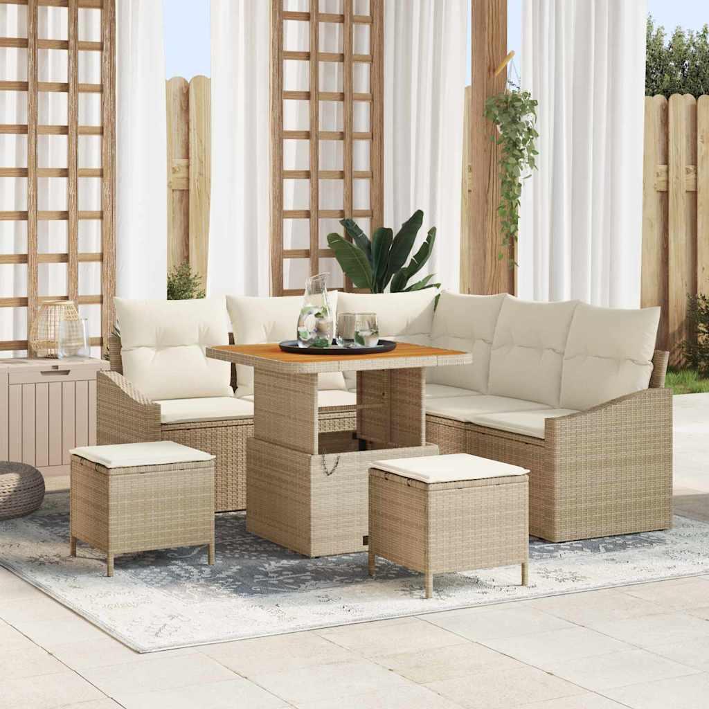 Havesofa Sæt med pude 8 stk Beige og creme 80 x 80 x 71 cm