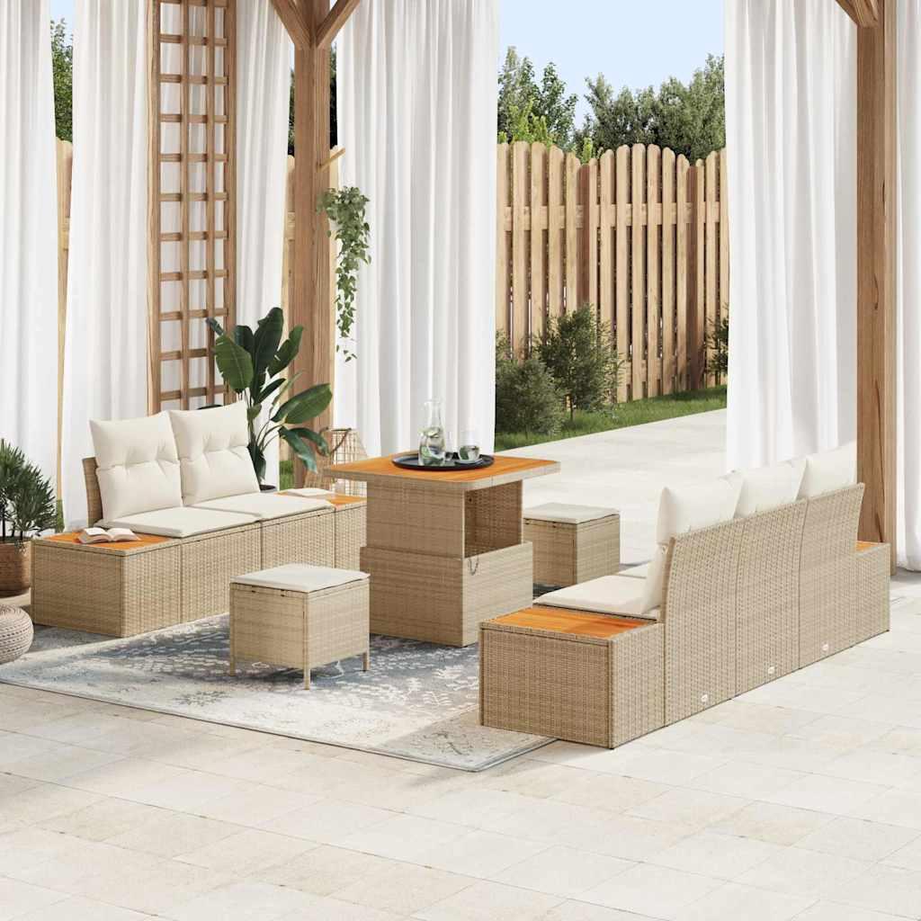 Havesofa Sæt med pude 8 stk Beige og creme 80 x 80 x 71 cm