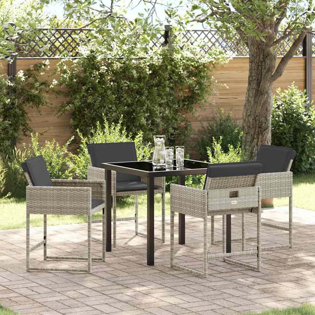 Have spisebordssæt i lysegrå polyrattan - 5 dele
