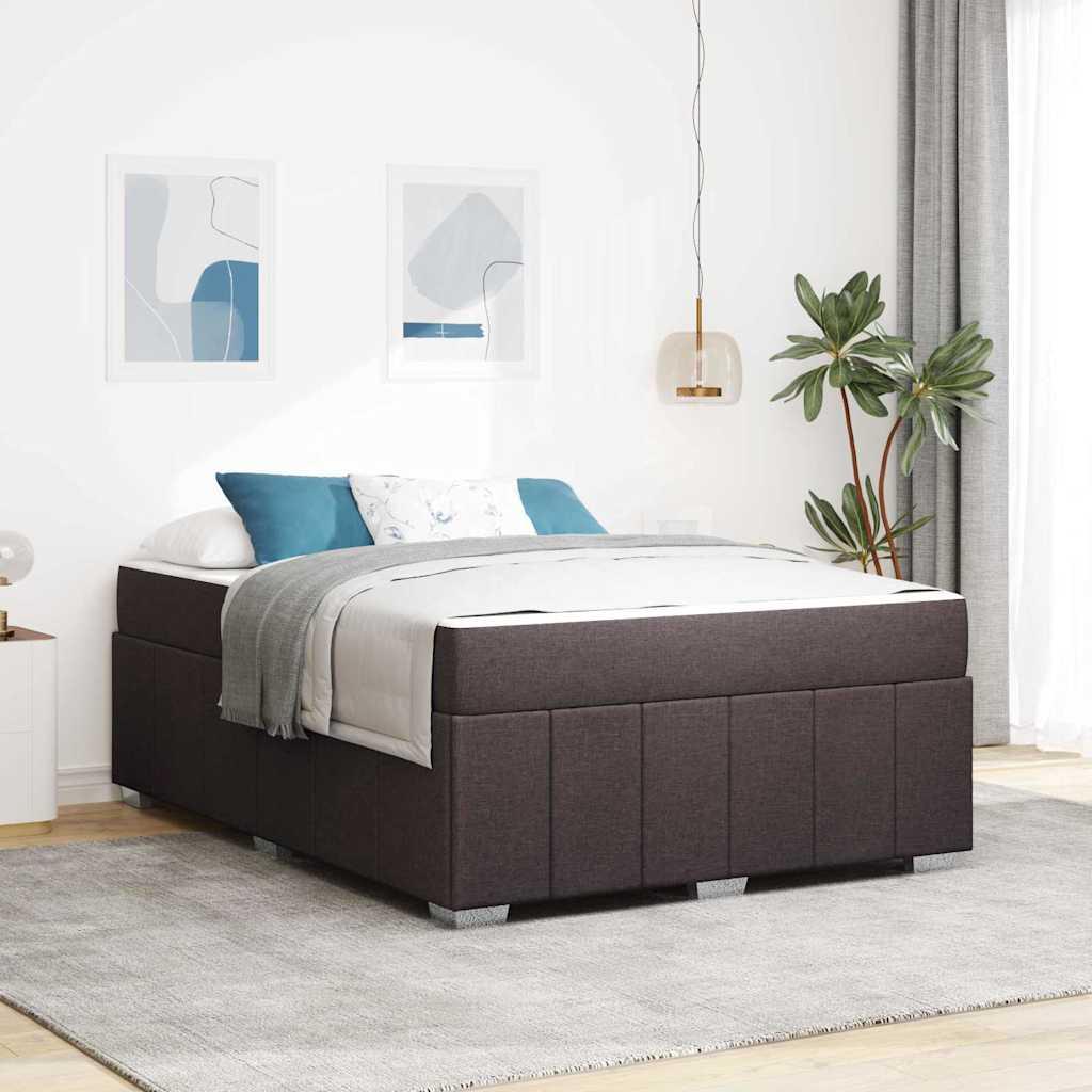 Sengestel med madras Mørk Brun 140 x 200 cm Stof