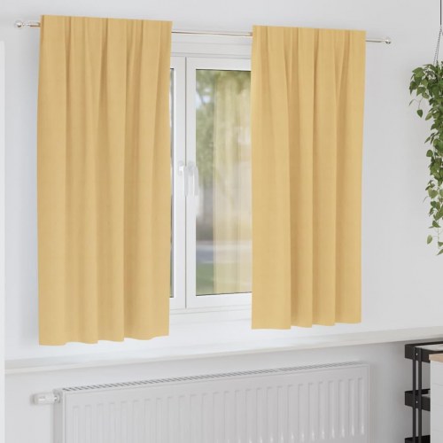 Mørklægningsgardiner med ringe - 2 stk, beige 175 × 140 cm
