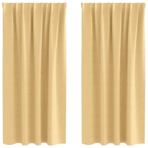 Mørklægningsgardiner med ringe - 2 stk, beige 175 × 140 cm