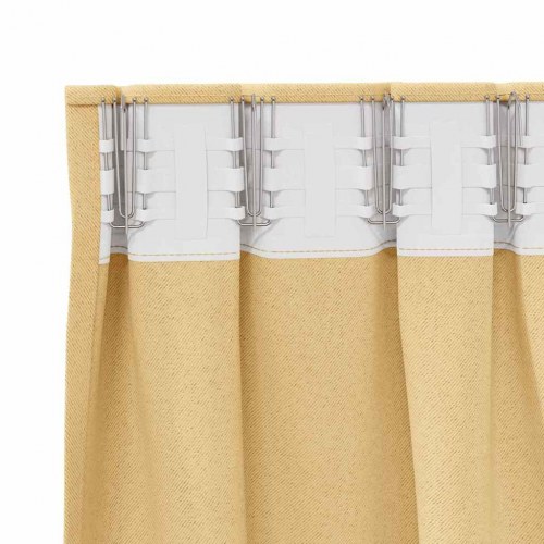 Mørklægningsgardiner med ringe - 2 stk, beige 175 × 140 cm