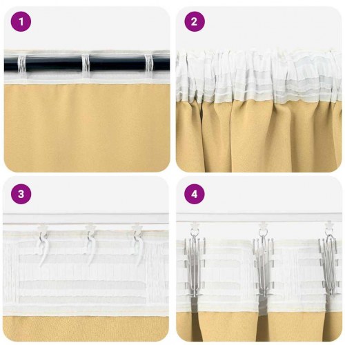 Mørklægningsgardiner med ringe - 2 stk, beige 175 × 140 cm