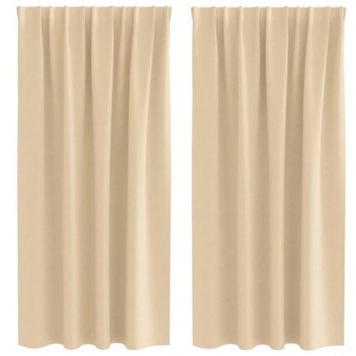Mørklægningsgardiner med ringe - 2 stk, creme, 175 × 140 cm