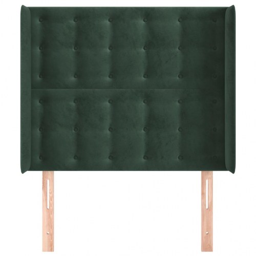 Sengegavl med kanter i fløjl 103 x 16 x 118/128 cm - mørkegrøn