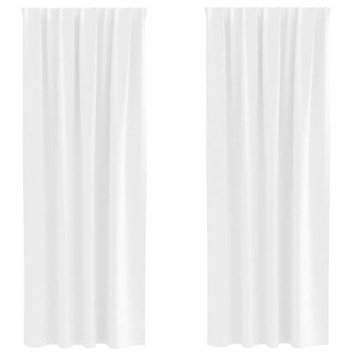 Mørklægningsgardiner med ringe - 2 stk, ren hvid 225 × 140 cm