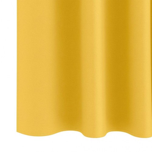 Mørklægningsgardiner med ringe - 2 stk, sennepsgul 140 x 140 cm