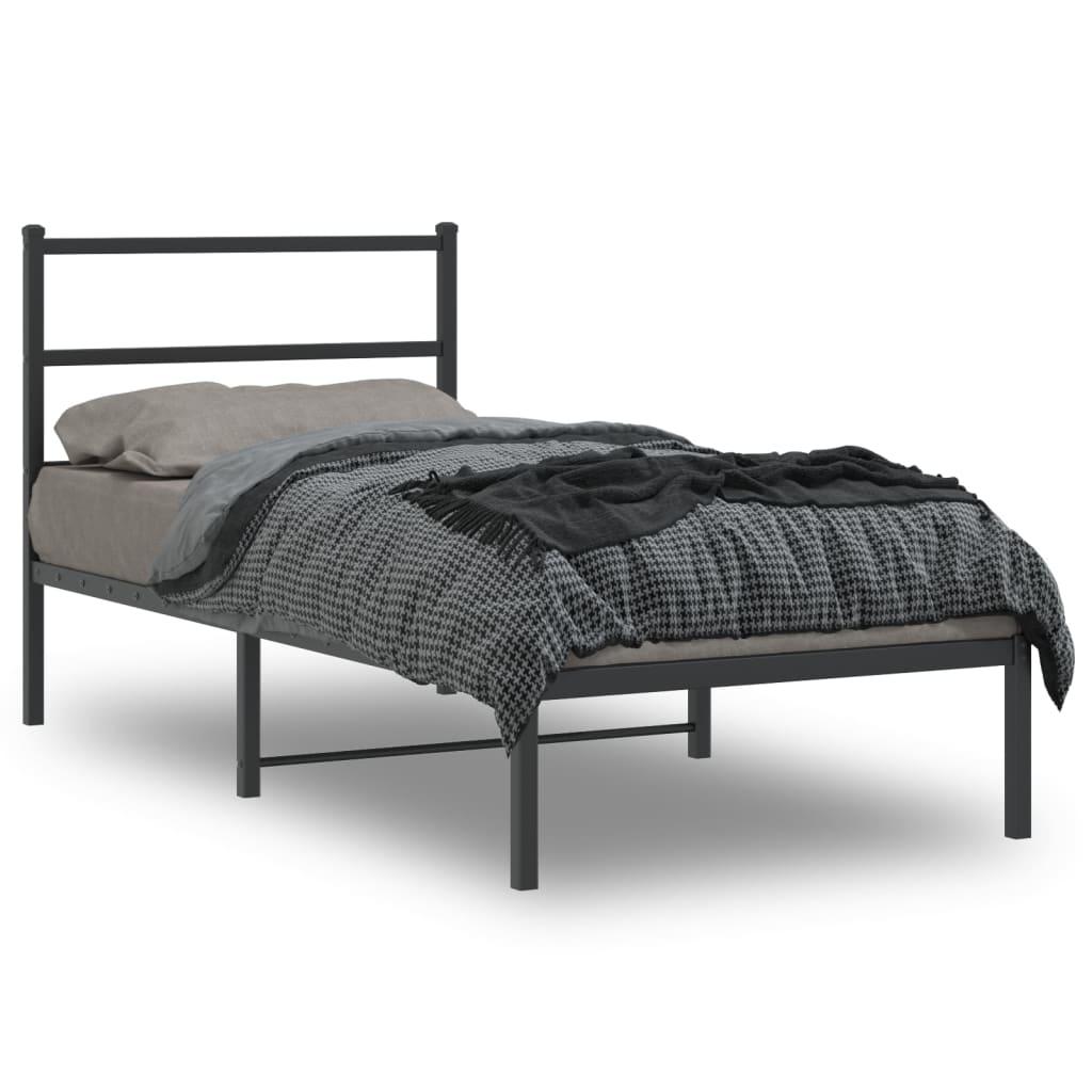 Sengeramme med sengegavl 90x200 cm metal sort