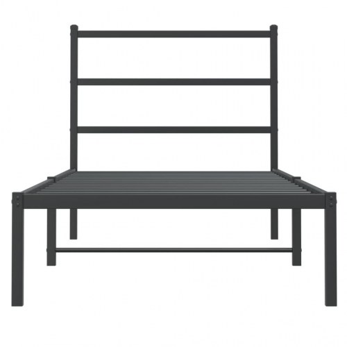 Sengeramme med sengegavl 90×200 cm - metal, sort