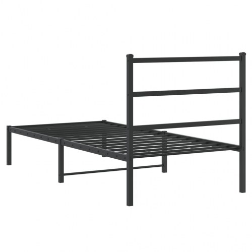 Sengeramme med sengegavl 90×200 cm - metal, sort