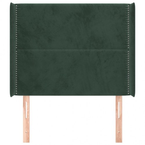 Sengegavl med kanter i fløjl 93 x 16 x 118/128 cm - mørkegrøn