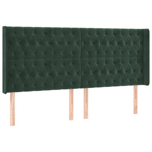 Sengegavl med kanter 203 x 16 x 118/128 cm - mørkegrøn
