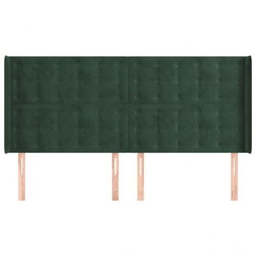 Sengegavl med kanter i fløjl 203 x 16 x 118/128 cm - mørkegrøn