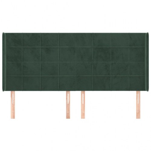 Sengegavl med kanter i fløjl - mørkegrøn, 203 x 16 x 118/128 cm