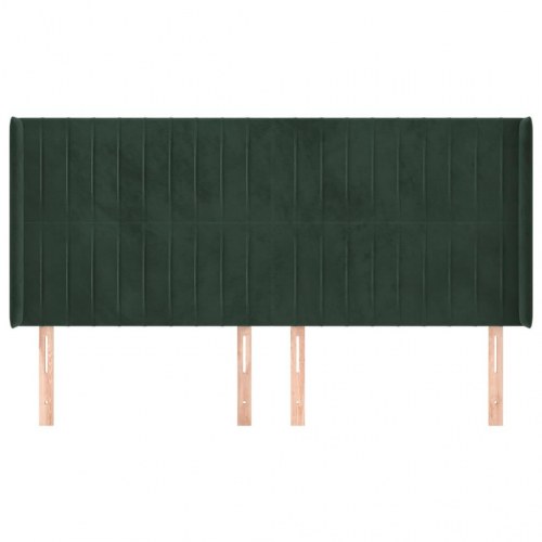 Sengegavl med kanter i fløjl 183 x 16 x 118/128 cm - mørkegrøn