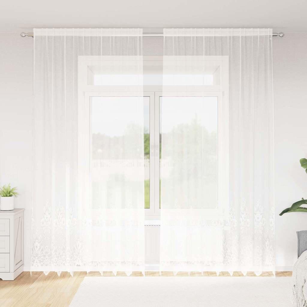 Lace blondgardin med blomstermotiv - hvid 280 × 200 cm, polyester