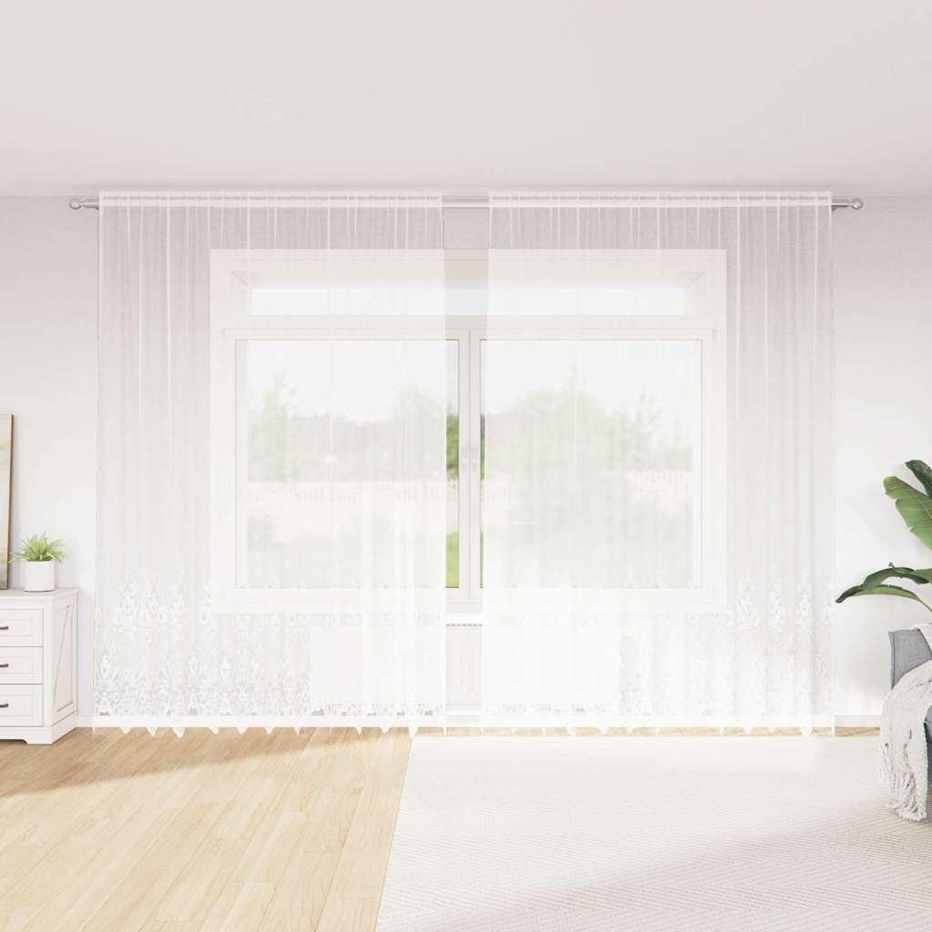 Blondegardin med blomstermønster - hvid 280 × 300 cm, polyester