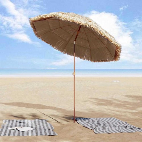 Strand Parasol Brun Ø 160 x 196 cm Stål