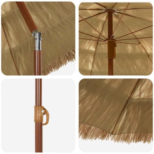 Strand Parasol Brun Ø 160 x 196 cm Stål