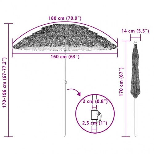 Strand Parasol Brun Ø 160 x 196 cm Stål