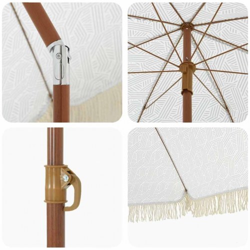 Parasol Grå og Hvid Ø 160 x 195 cm Stål