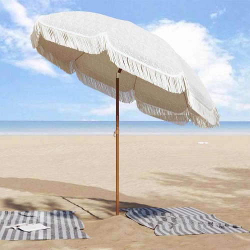 Parasol Grå og Hvid Ø 205 x 209 cm Stål