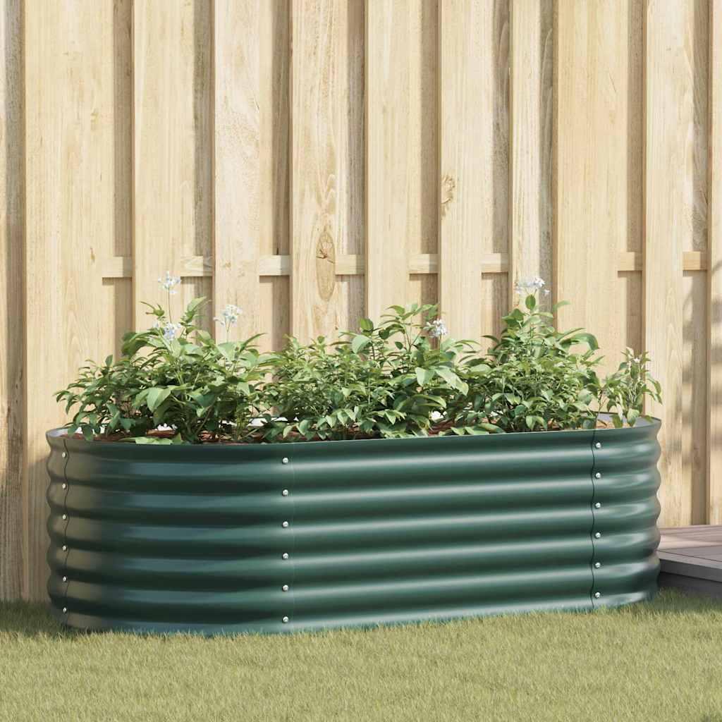 Forhøjet Plantekasse Galvaniseret Stål Farvet - Grøn / 160 x 80 x 44 cm