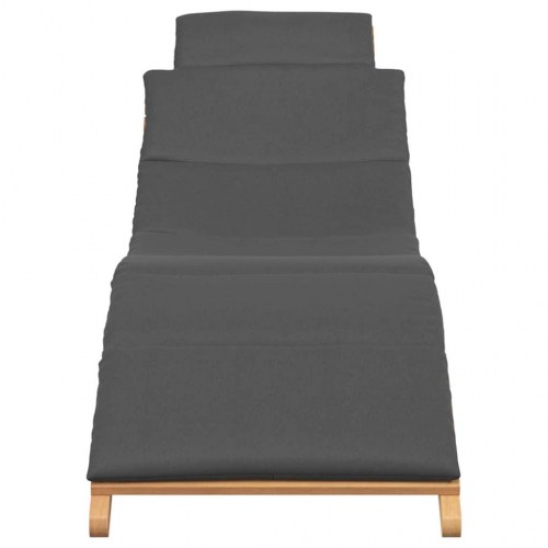 Solstol med pude Mørkegrå 188 x 55 x 59 cm Massivt teaktræ