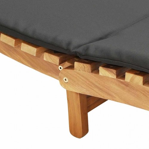 Solstol med pude Mørkegrå 188 x 55 x 59 cm Massivt teaktræ