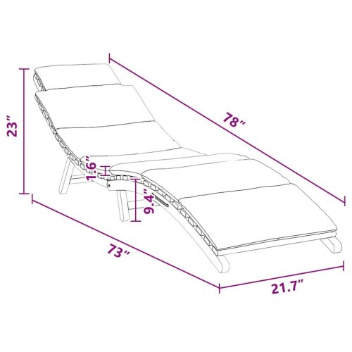 Solstol med pude Mørkegrå 188 x 55 x 59 cm Massivt teaktræ