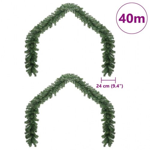 Julekrans/guirlande 2 stk - grøn PVC, 20 m