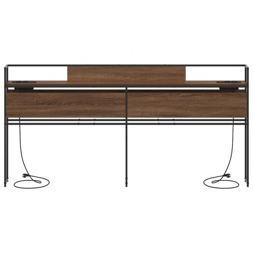 Opbevaringshovedgavl i brun eg med opladningsstation - 200 x 15 x 98 cm