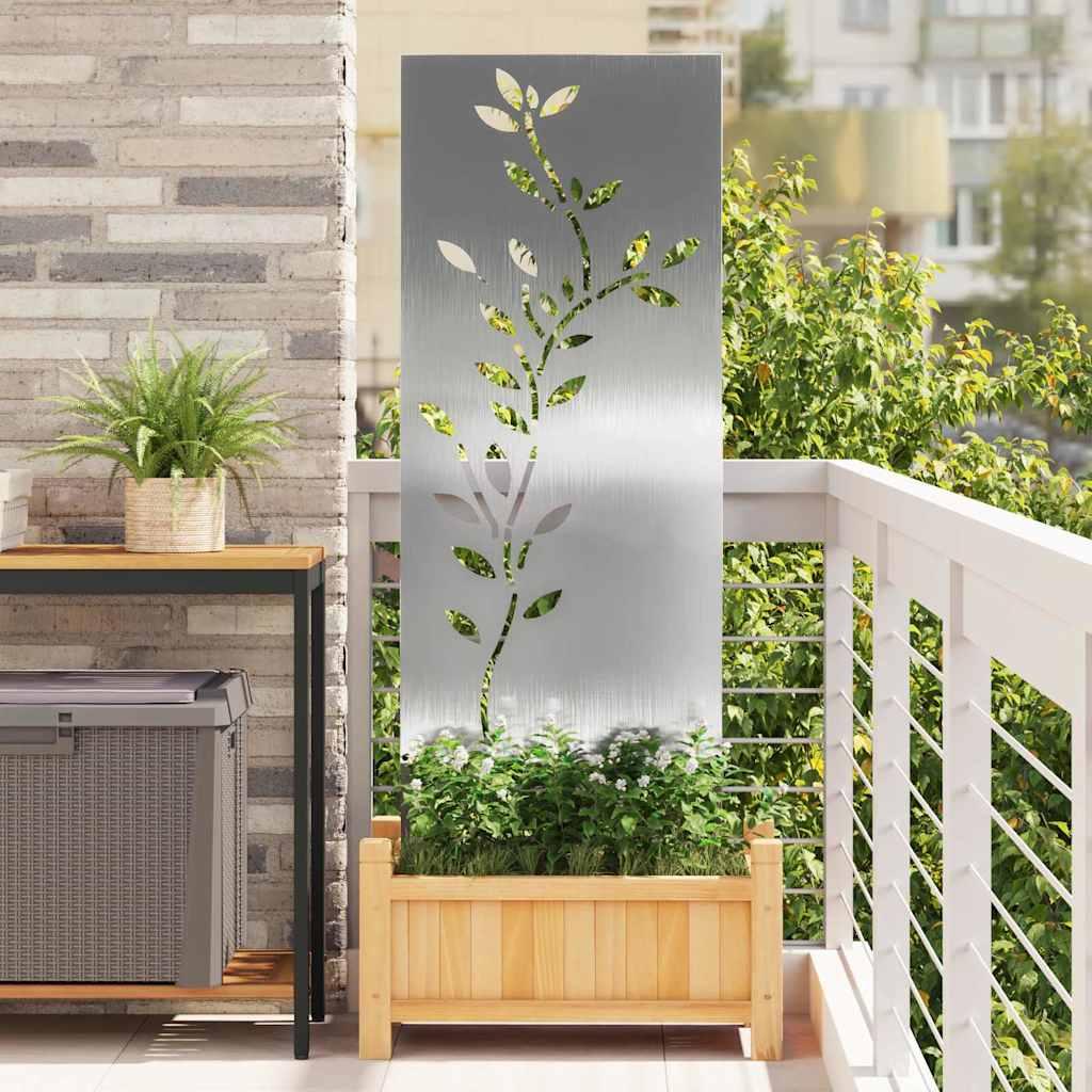 Have privatlivsskærm med blomstermotiv i rustfrit stål 50 x 140 cm - sølv