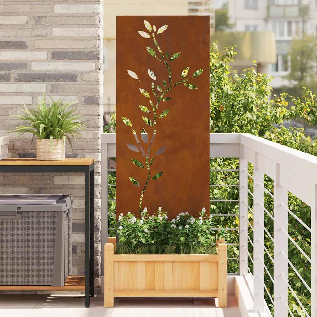 vidaXL Have privatliv skærm Blomstret Rusten 50 x 140 cm Cortenstål
