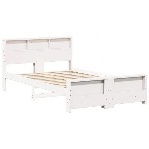 Sengestel med hylde - hvid 120 x 190 cm