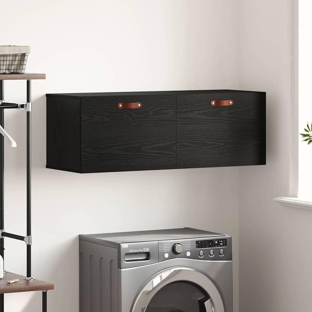 Vægmonteret skab i sort eg - 100 × 36,5 × 35 cm, konstrueret træ