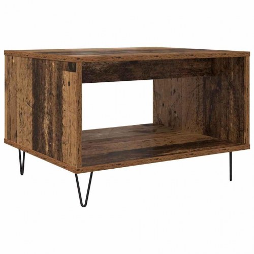 Sofabord i gammelt træ med hylde - 60 x 50 x 40 cm