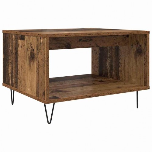 Sofabord i gammelt træ med hylde - 60 x 50 x 40 cm