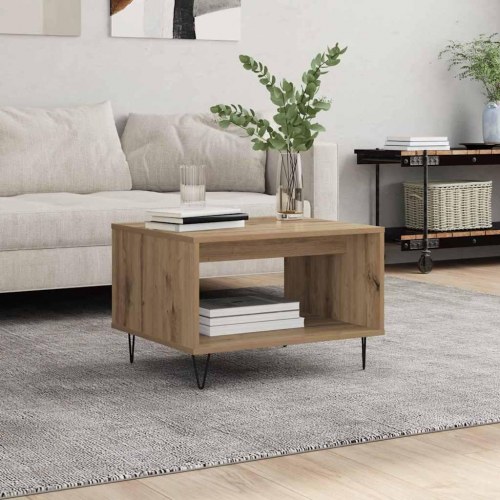 Sofabord i artisan eg med hylde - 60 x 50 x 40 cm