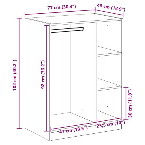 Garderobeskab Gammelt træ 77 x 48 x 102 cm Konstrueret træ