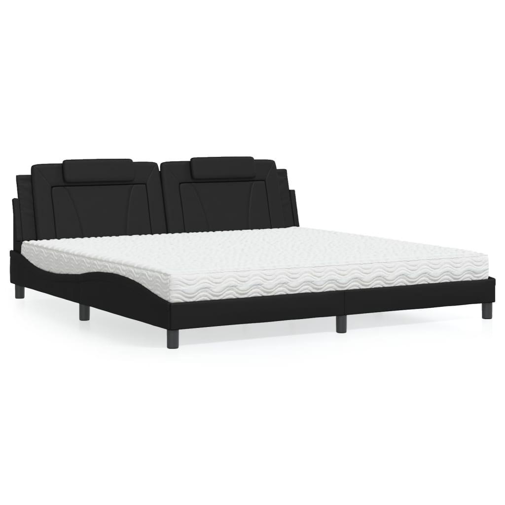 Seng Viana med madras 200x200 cm kunstlæder sort