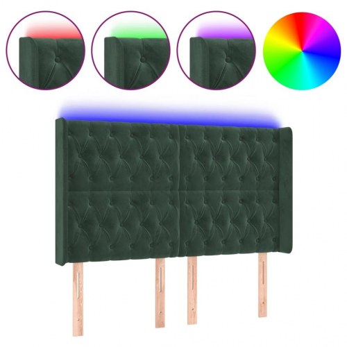 Sengegavl med LED-lys 147 x 16 x 118/128 cm - mørkegrøn