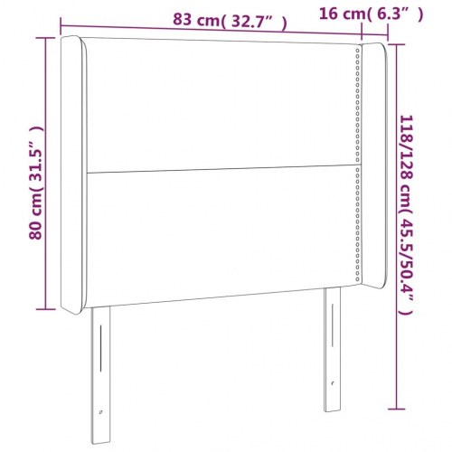Sengegavl med LED-lys 83x16x118/128 cm fløjl mørkegrøn