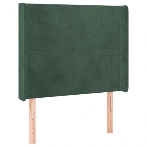 Sengegavl med LED-lys i fløjl 93 x 16 x 118/128 cm - mørkegrøn