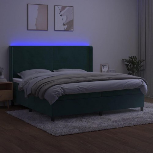 Kontinentalseng i fløjl med LED-lys 200x200 cm - mørkegrøn