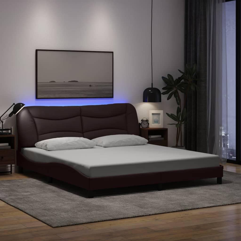 Sengeramme med LED uden madras Hvar 180x200 cm stof mørkebrun