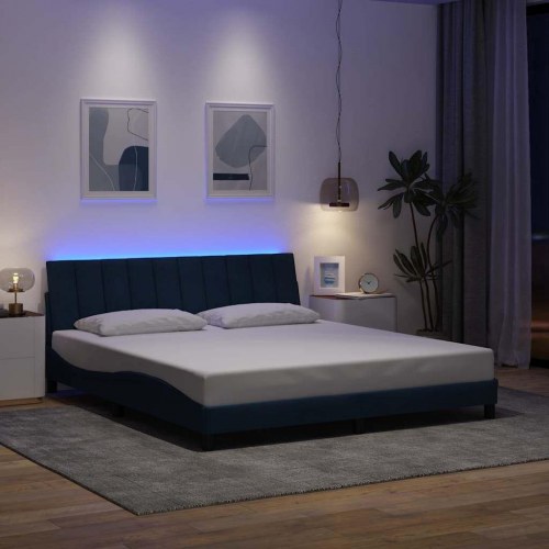 Sengeramme Hanko 180 x 200 cm uden madras med LED - blå