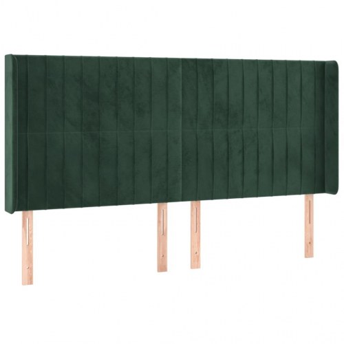 Kontinentalseng med LED-lys 200x200 cm i fløjl - mørkegrøn