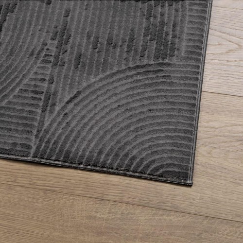 Gulvtæppe IZA 100×200 cm - kort luv, skandinavisk look, antracitgrå